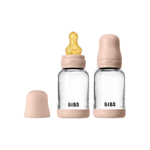 BIBS 2 Pack Slow Flow Glass Baby Bottle Round Latex - 120ml - Blush-Baby Bottles-Blush-120ml | Natural Baby Shower