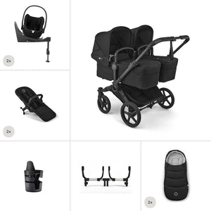Bugaboo Donkey 6 Twin Ultimate Cloud T Newborn Bundle-Travel Systems-Heritage Black- | Natural Baby Shower