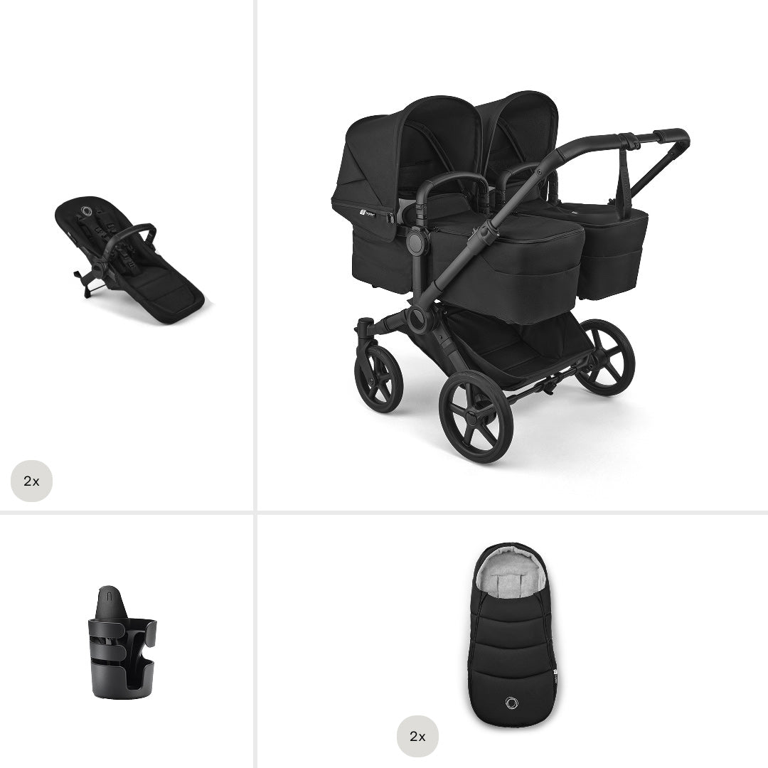 Bugaboo Donkey 6 Twin Essential Stroller Bundle-Stroller Bundles-Heritage Black- | Natural Baby Shower