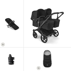 Bugaboo Donkey 6 Twin Essential Stroller Bundle-Stroller Bundles-Heritage Black- | Natural Baby Shower