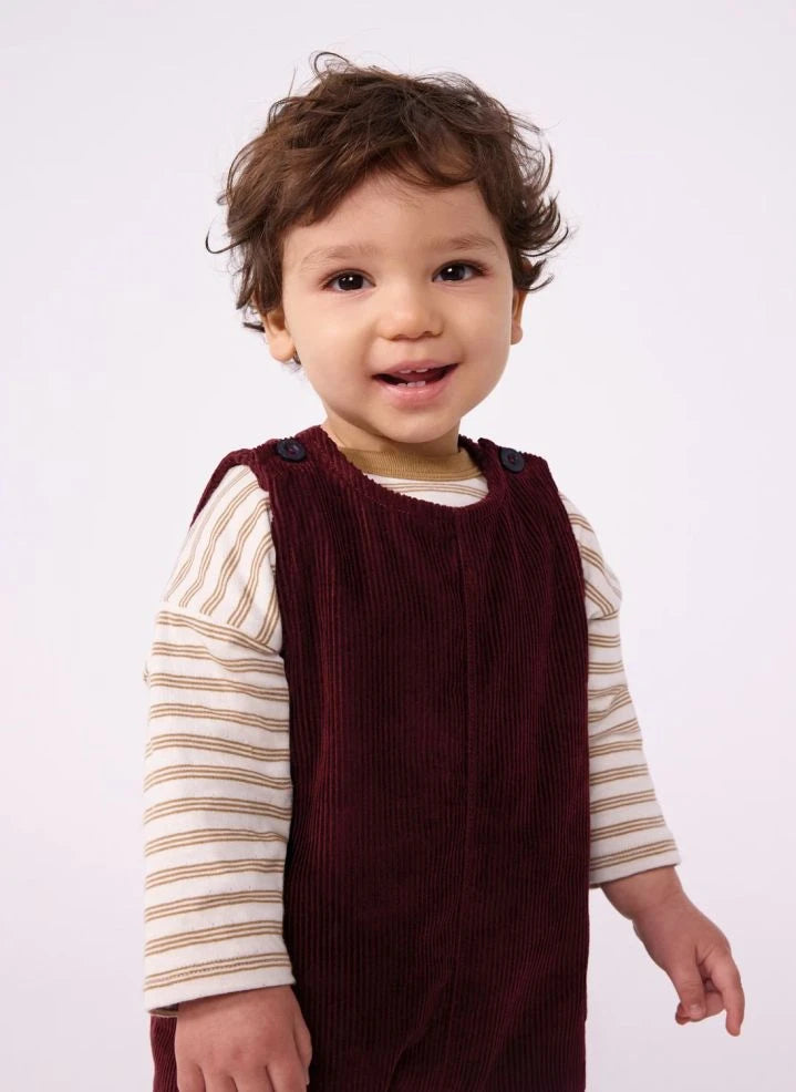 Petit Bateau - جمبسوت من قطن عضوي بنسيج مخملي | بوردو