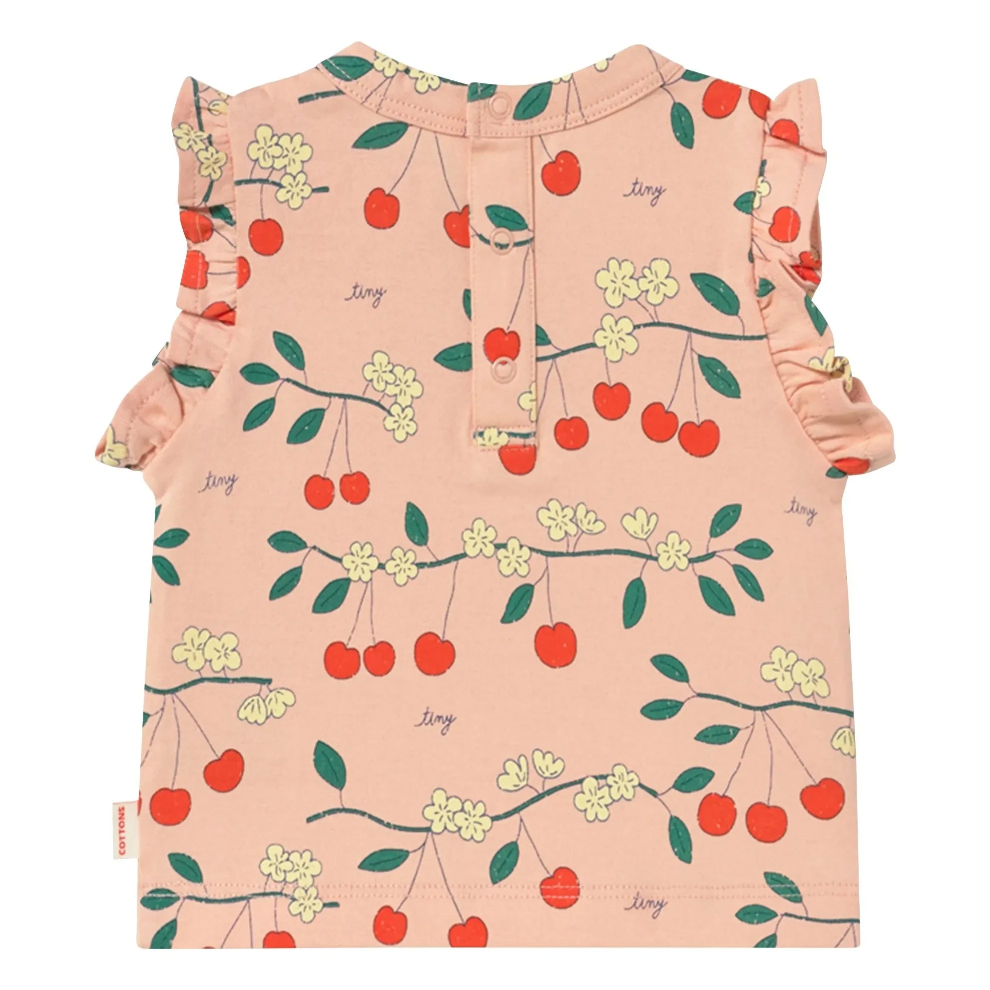Tinycottons - Cherry fırfırlı Tişört Organik pamuk | Pembe