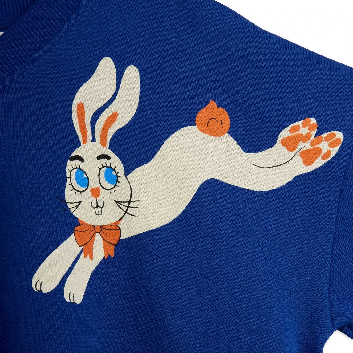 Mini Rodini - سويتشيرت بياقة V Rabbits قطن عضوي | أزرق