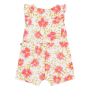Petit Bateau - Organik Pamuklu Çiçek Desenli Krep Tulum | Beyaz