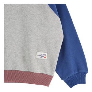 Emile et Ida - Renk bloklu organik pamuklu sweatshirt | Gri melanj