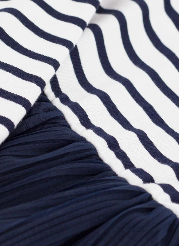Petit Bateau - فستان مخطط من التول | كحلي
