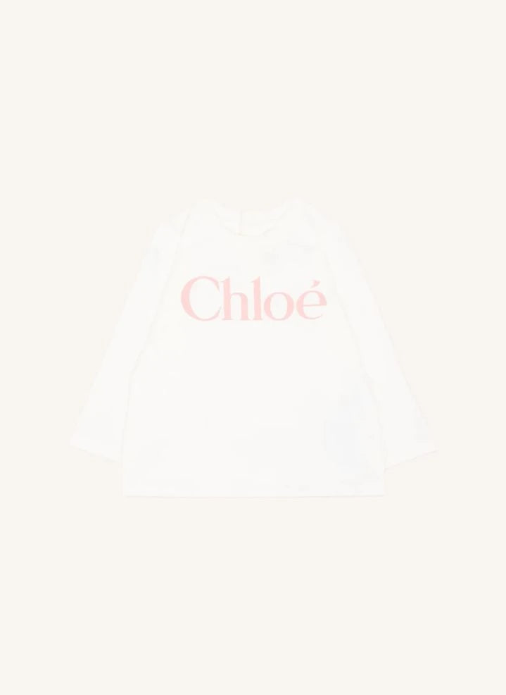 Chloé - تيشيرت بأكمام طويلة Chloé قطن عضوي | أبيض