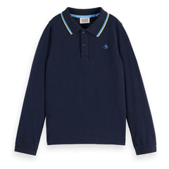 Scotch & Soda - Uzun kollu pique polo gömlek | Lacivert