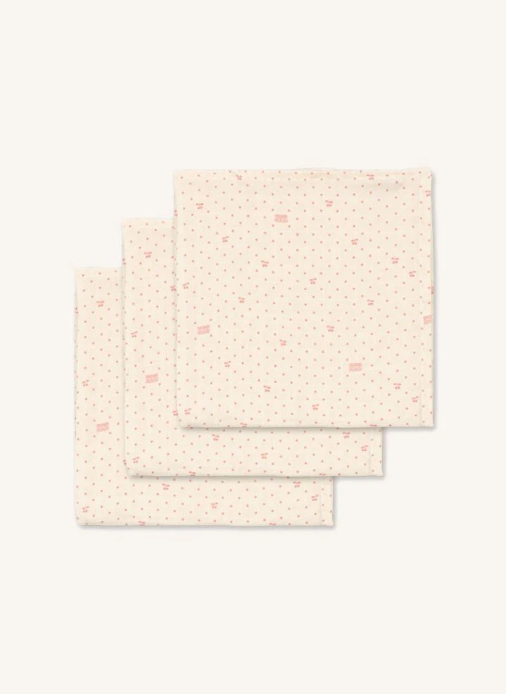 Konges Sløjd - Cherry Dot أقمشة لفّ الأطفال من القطن العضوي - طقم مكون من 3 قطع | زهري