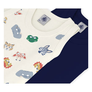 Petit Bateau - 2’li Organik Pamuk Maskeli Atlet | Lacivert