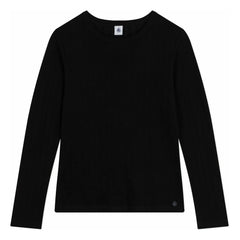 Petit Bateau - Pointelle Organik Pamuk Tişört | Siyah