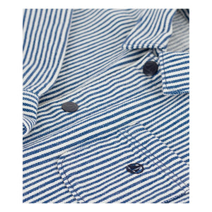 Petit Bateau - Çizgili Organik Pamuk İşçi Ceketi | Mavi