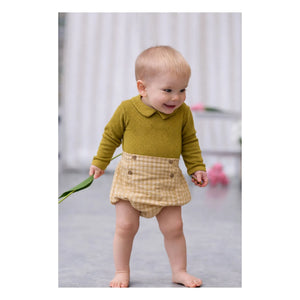 Lililotte - Pointelle Léonard Organik pamuklu body | Zeytin