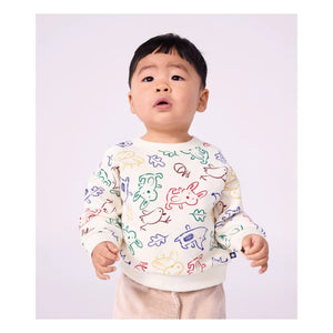Petit Bateau - Sweat Animals Bebek Organik Pamuk | Ekru