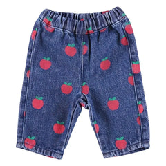 Bebe Organic - Jean Minnie Bebek Elma Desenli | Mavi