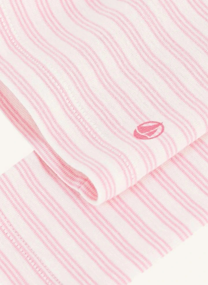 Petit Bateau - ياقة عالية مخططة | وردي