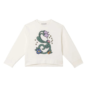 Stella McCartney Kids - Organik pamuklu çiçek sweatshirt | Fildişi