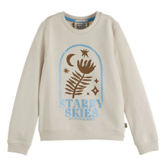 Scotch & Soda - Artwork Starry Skies Organik pamuk sweatshirt | Ekru