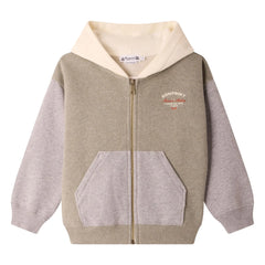 Bonpoint - Elroy Organik Pamuklu Chiné Kapüşonlu Fermuarlı Sweatshirt | Haki