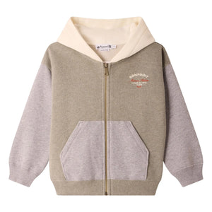 Bonpoint - Elroy Organik Pamuklu Chiné Kapüşonlu Fermuarlı Sweatshirt | Haki