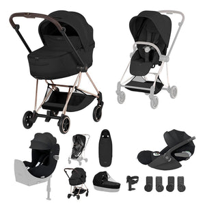 Cybex Mios Ultimate Birth & Beyond Bundle - Style Collection-Travel Systems-Sepia Black-Rose Gold | Natural Baby Shower