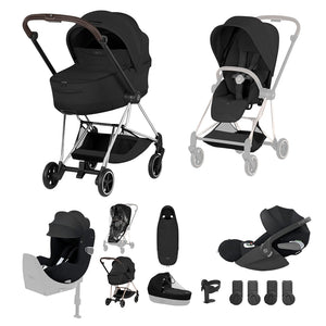 Cybex Mios Ultimate Birth & Beyond Bundle - Style Collection-Travel Systems-Sepia Black-Chrome Brown | Natural Baby Shower