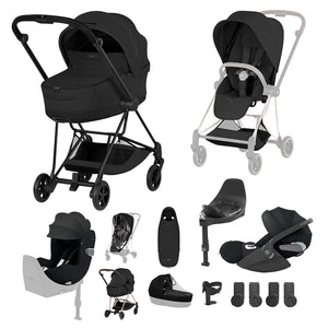 Cybex Mios Ultimate Birth & Beyond Bundle - Style Collection-Travel Systems-Sepia Black-Matt Black | Natural Baby Shower