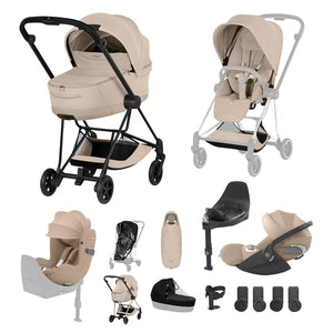 Cybex Mios Ultimate Birth & Beyond Bundle - Style Collection-Travel Systems-Cozy Beige-Matt Black | Natural Baby Shower