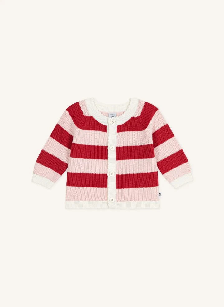 Petit Bateau - سترة صوفية مخططة | وردي