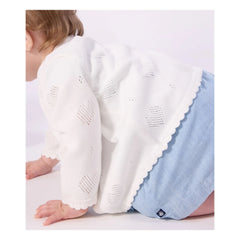 Petit Bateau - Kalpli ajurlu organik pamuk hırka | Beyaz