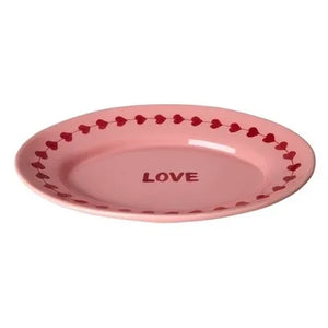 Rice - "Love" Seramik Tabak | Pembe