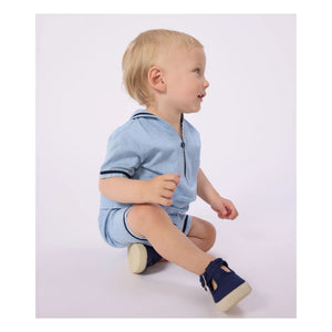 Petit Bateau - Chambray Üst ve Yaka Seti | Açık Mavi