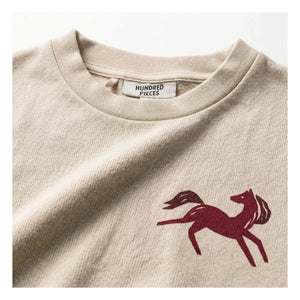 Hundred Pieces - Inaya Horse Organik Pamuk Kolsuz Sweatshirt | Krem