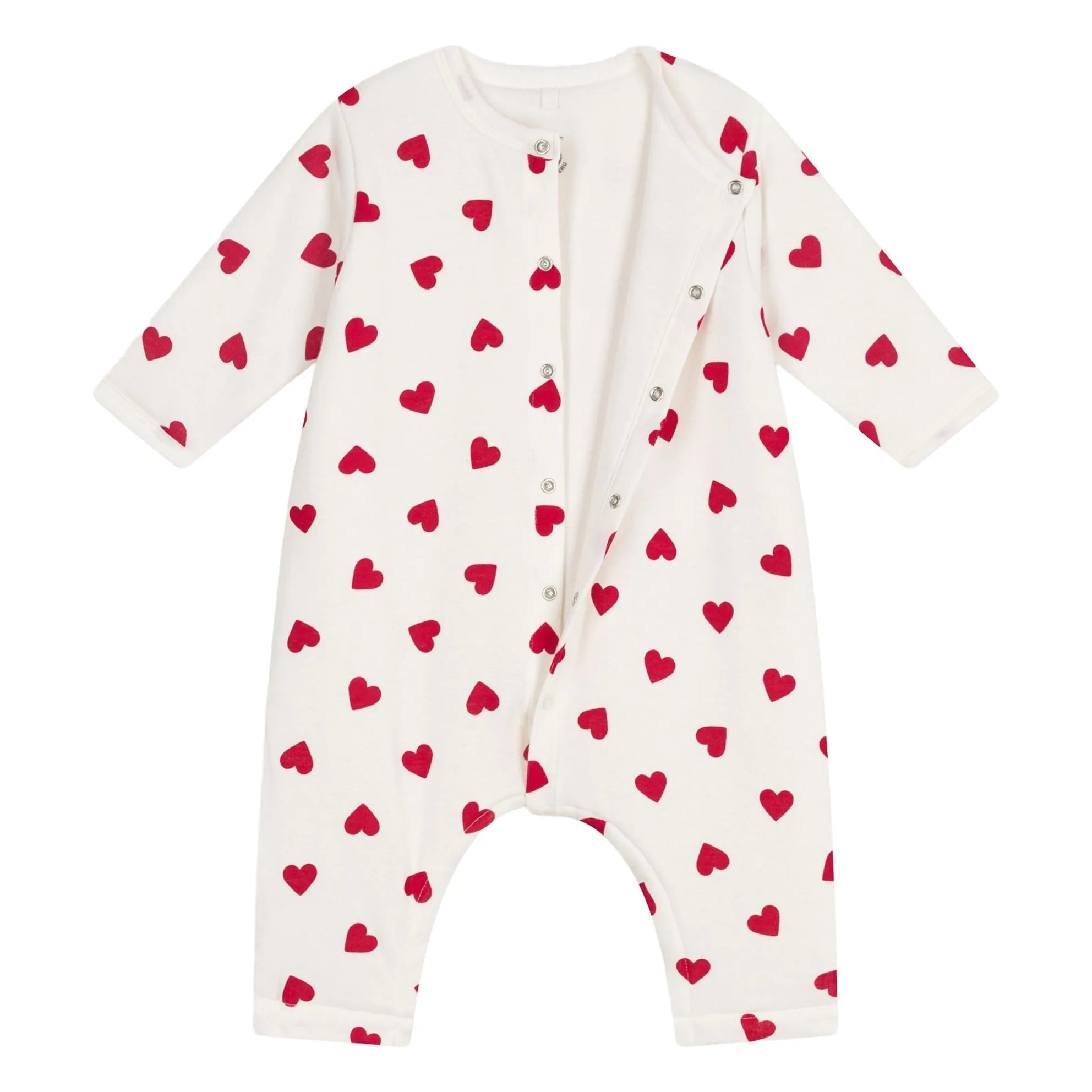 Petit Bateau - Pamuklu Vatkalı Kalpler Tulum | Beyaz