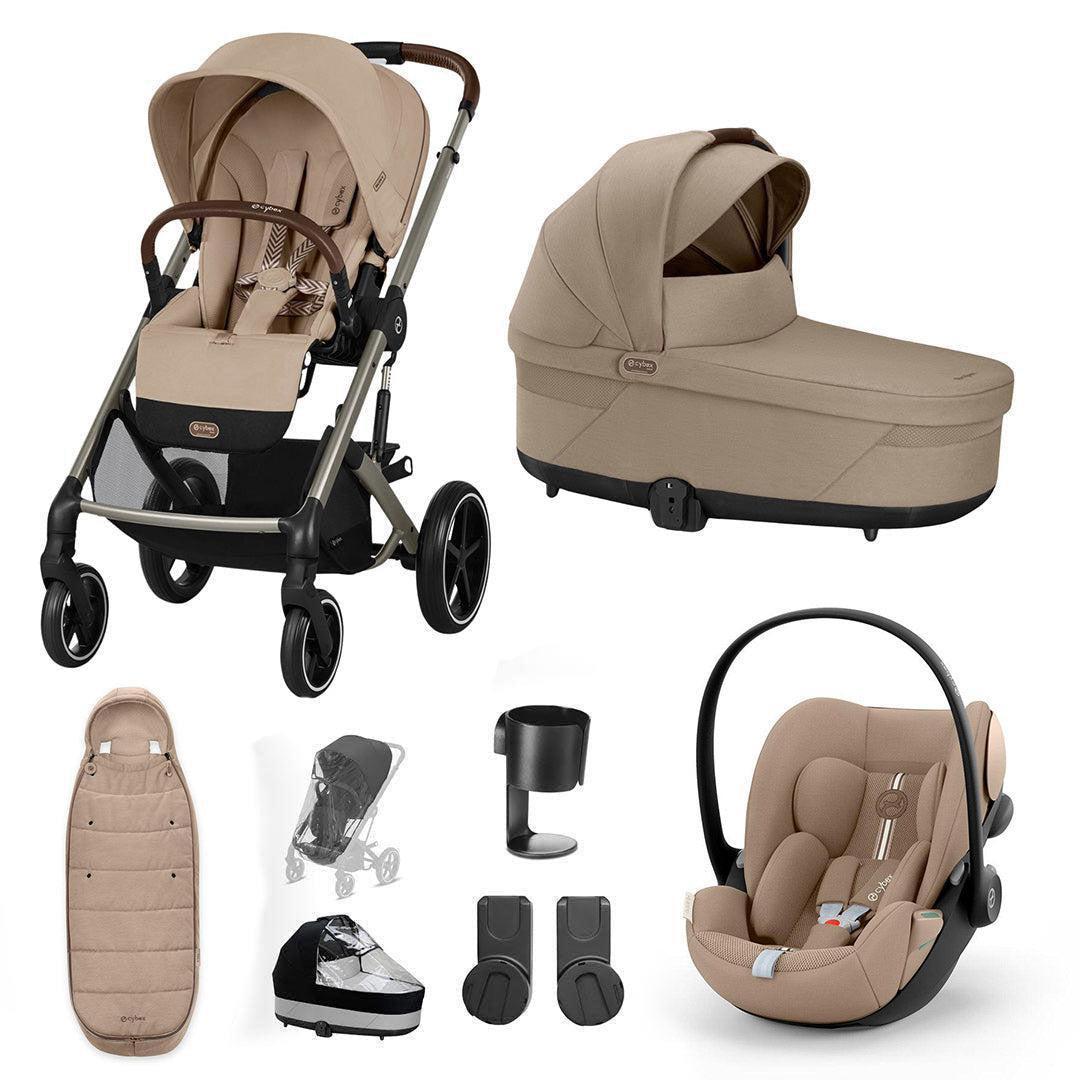 CYBEX Balios S Lux + Cloud G Travel System-Travel Systems-Almond Beige-Gold Footmuff | Natural Baby Shower