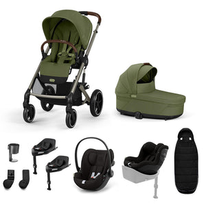 CYBEX Balios S Lux Newborn to Toddler Ultimate Bundle-Travel Systems-Moss Green-2 X Base G | Natural Baby Shower