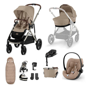 CYBEX Gazelle S + Cloud G Travel System-Travel Systems-Almond Beige-With Base | Natural Baby Shower
