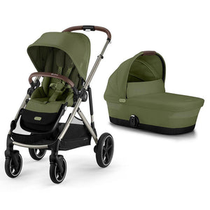 CYBEX Gazelle S Double Pushchair-Strollers-Moss Green-With Carrycot | Natural Baby Shower