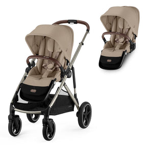 CYBEX Gazelle S Double Pushchair - Almond Beige-Strollers-Almond Beige-Without Carrycot | Natural Baby Shower
