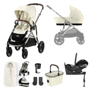 CYBEX Gazelle S + Cloud T Luxury Bundle - Seashell Beige-Travel Systems-Base T-SNOGGA Footmuff | Natural Baby Shower