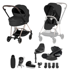 Cybex Mios Ultimate Accessory Bundle - Comfort Collection-Travel Systems-Sepia Black/Rose Gold-With Base | Natural Baby Shower