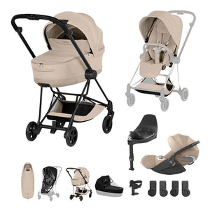 Cybex Mios Ultimate Accessory Bundle - Style Collection-Travel Systems-Cozy Beige-Matt Black | Natural Baby Shower