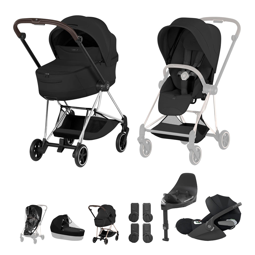 Cybex Mios Ultimate Bundle - Style Collection-Travel Systems-Sepia Black-Chrome Brown | Natural Baby Shower