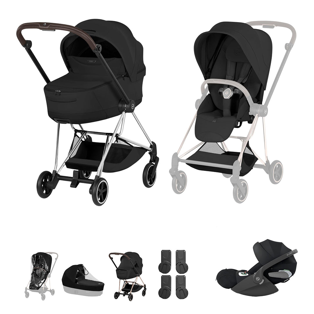 Cybex Mios Ultimate Bundle - Style Collection-Travel Systems-Sepia Black-Chrome Brown | Natural Baby Shower