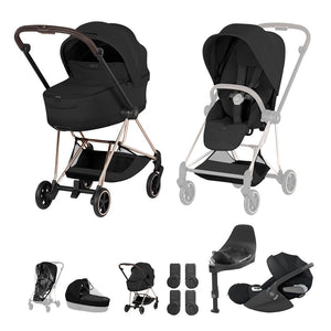 Cybex Mios Ultimate Bundle - Style Collection-Travel Systems-Sepia Black-Rose Gold | Natural Baby Shower
