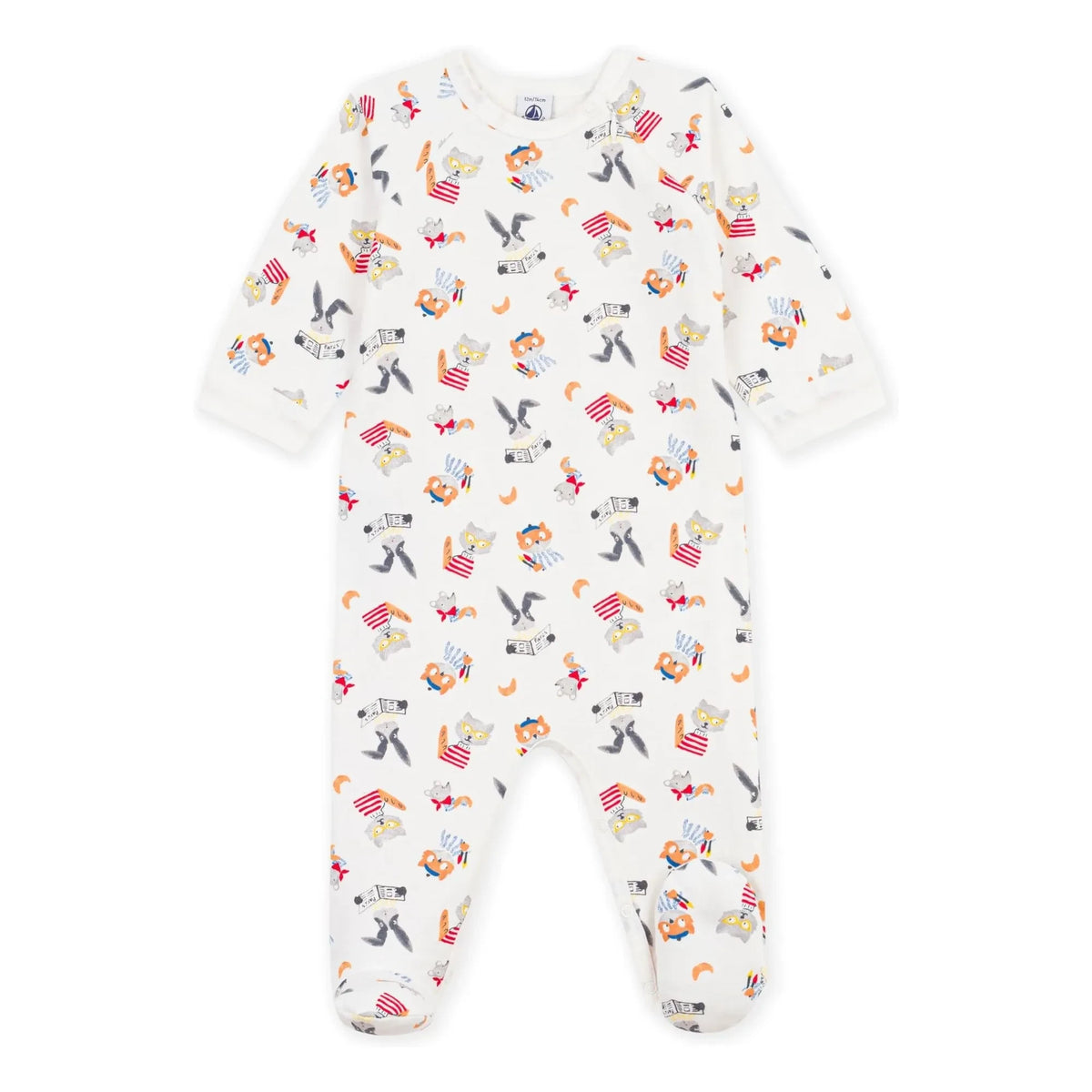 Petit Bateau - Dors Bien Animaux organik pamuklu polar pijama | Beyaz