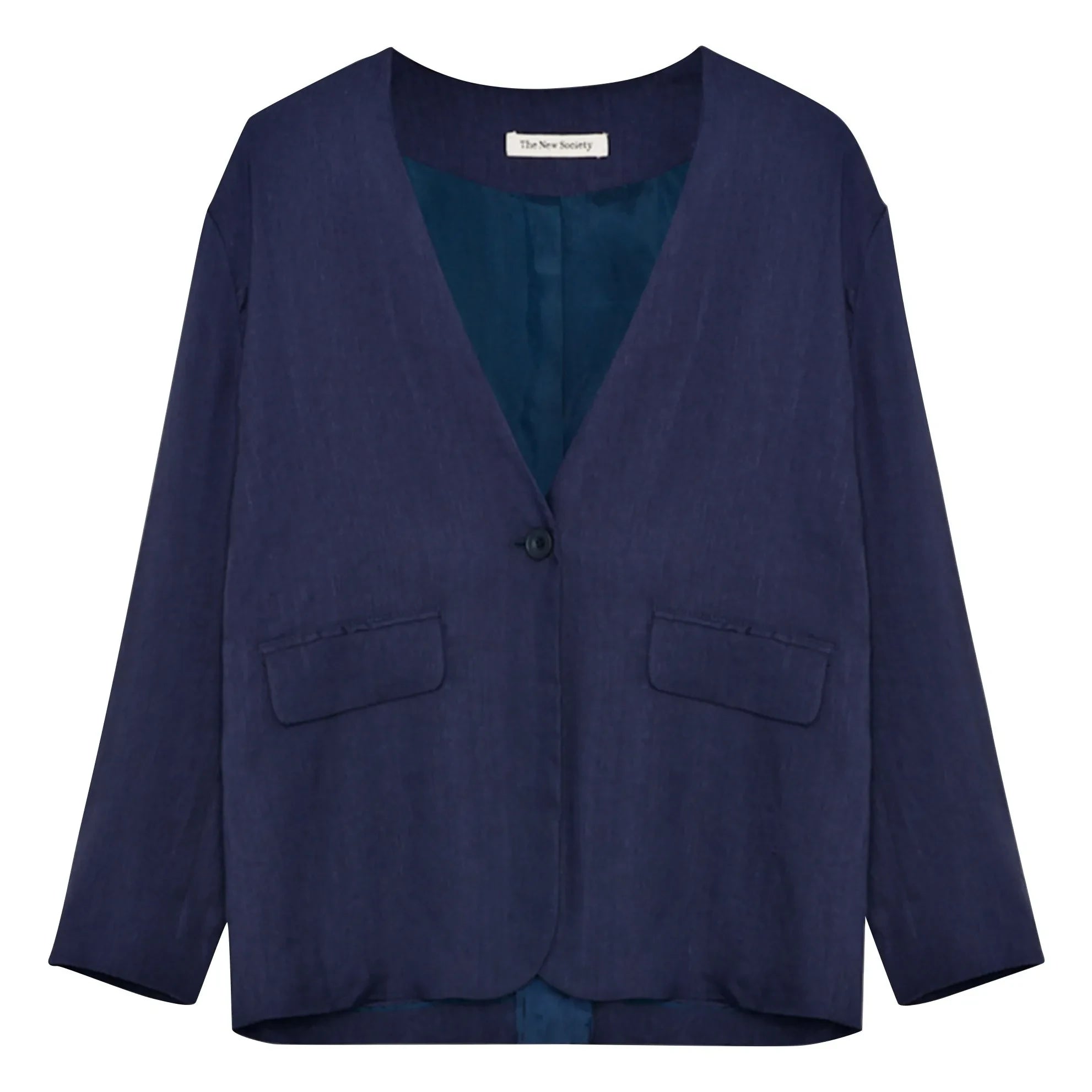 the new society - Blazer Luz Keten | Gece mavisi