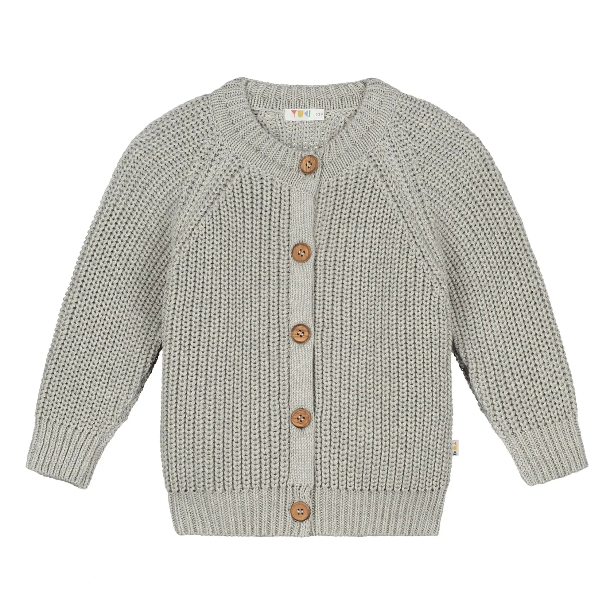 Yuki - Organik Pamuklu Raglan Hırka | Gri