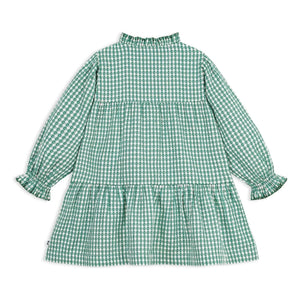 Petit Bateau - Organik Pamuk Poplin Ekose Geniş Elbise | Yeşil