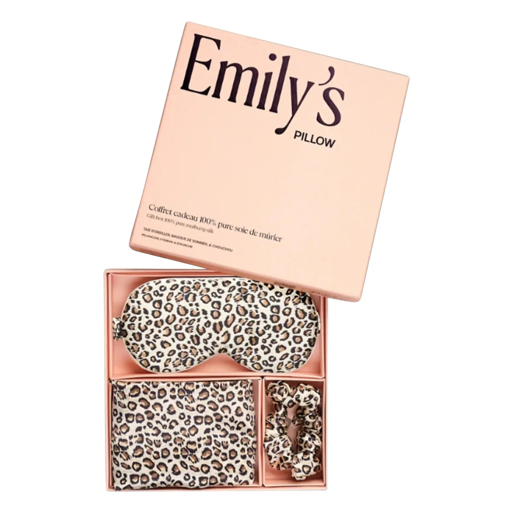 Emily's Pillow - Leopar Desenli Dut İpeği Uyku Seti